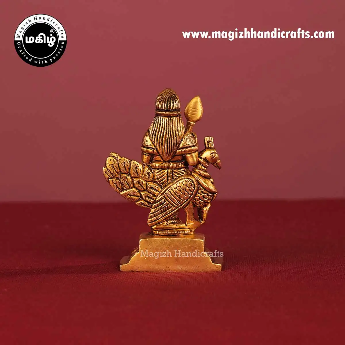 Brass God Murugan idol with peacock - 3.5 inch - image 5