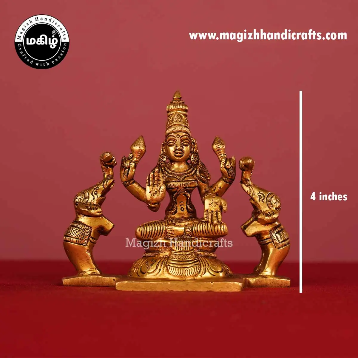 Brass Gaja Lakshmi idol - 4 inches - image 2