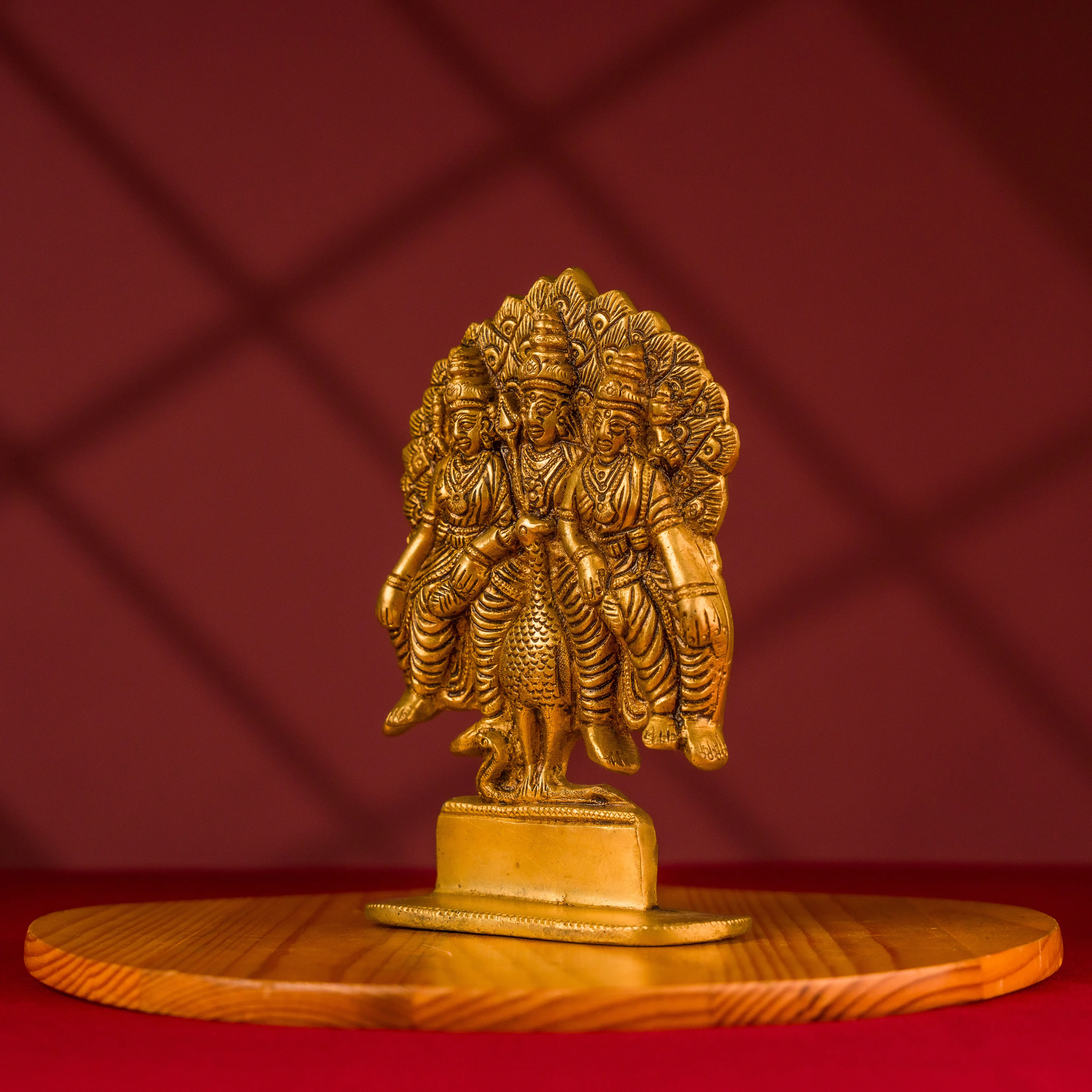 Brass Sitting Murugan Valli Deivanai idol with peacock - image 4
