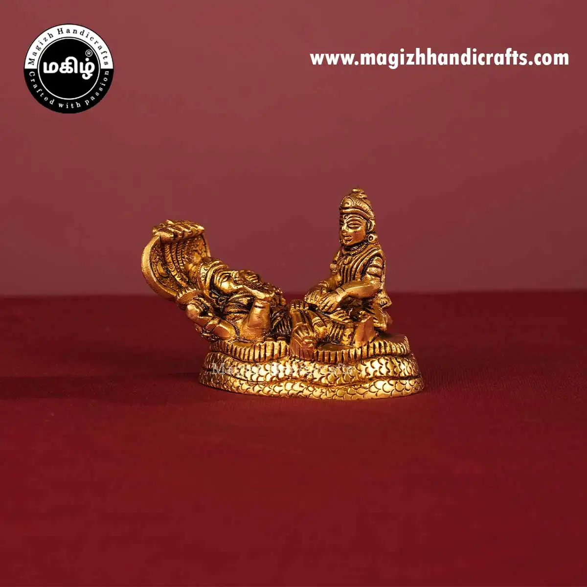 Brass Vishnu and Lakshmi on Adishesha Idol - 3 Inch - image 4