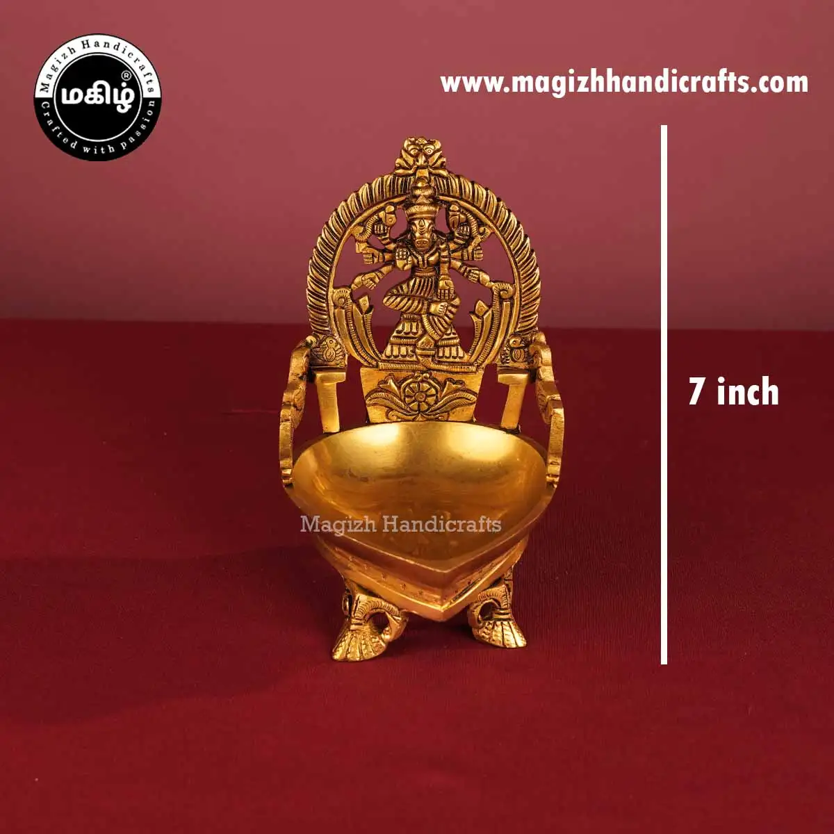 Brass Heart Shape Varahi amman Lamp 7 inches - image 2