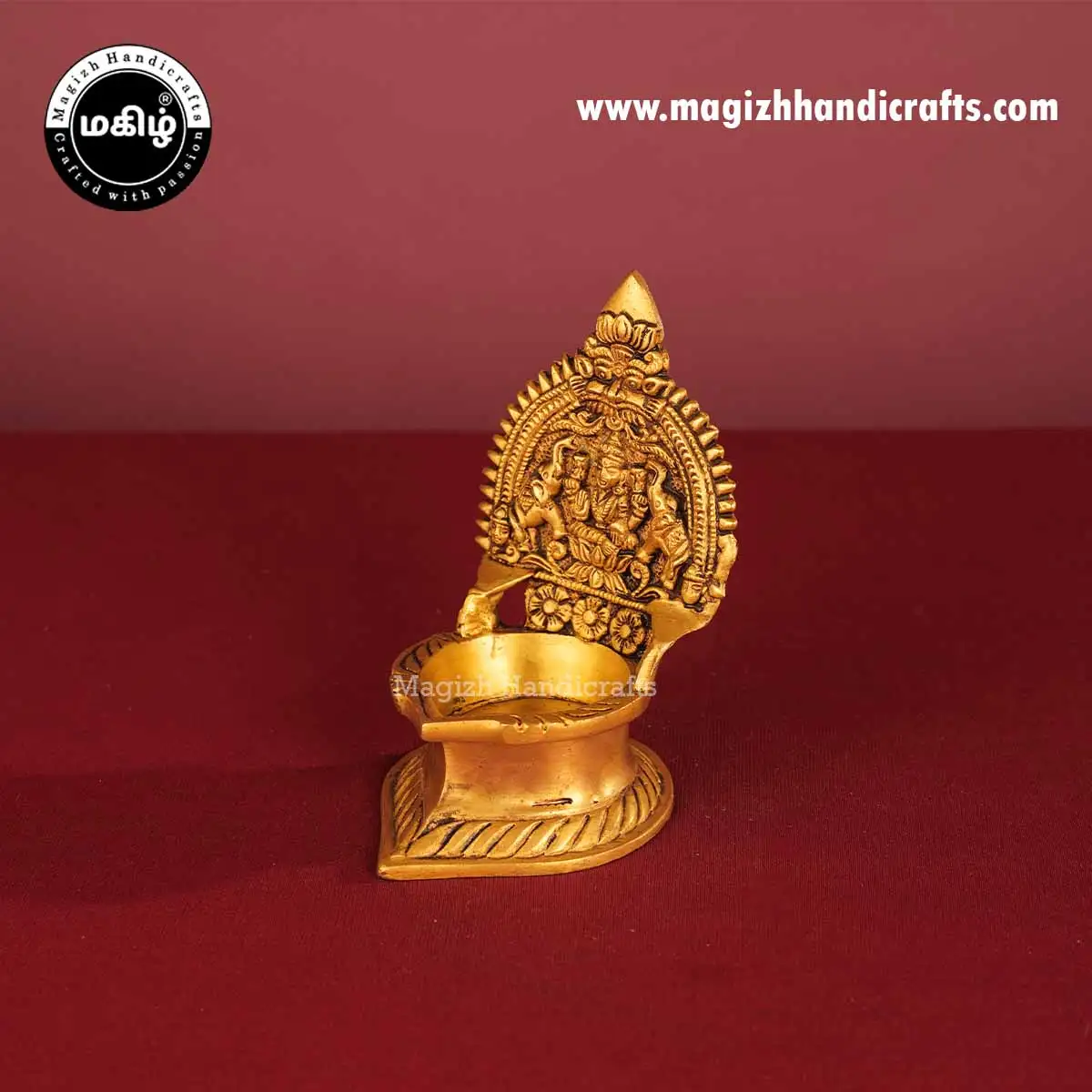 5.5 inches Brass Gaja Lakshmi Kamakshmi Lamp - image 4