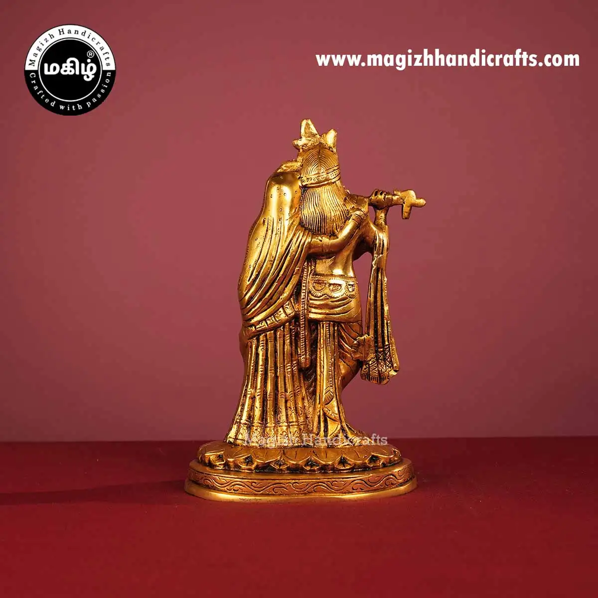 Brass Radha Krishna idol - 10.5 inches - image 5
