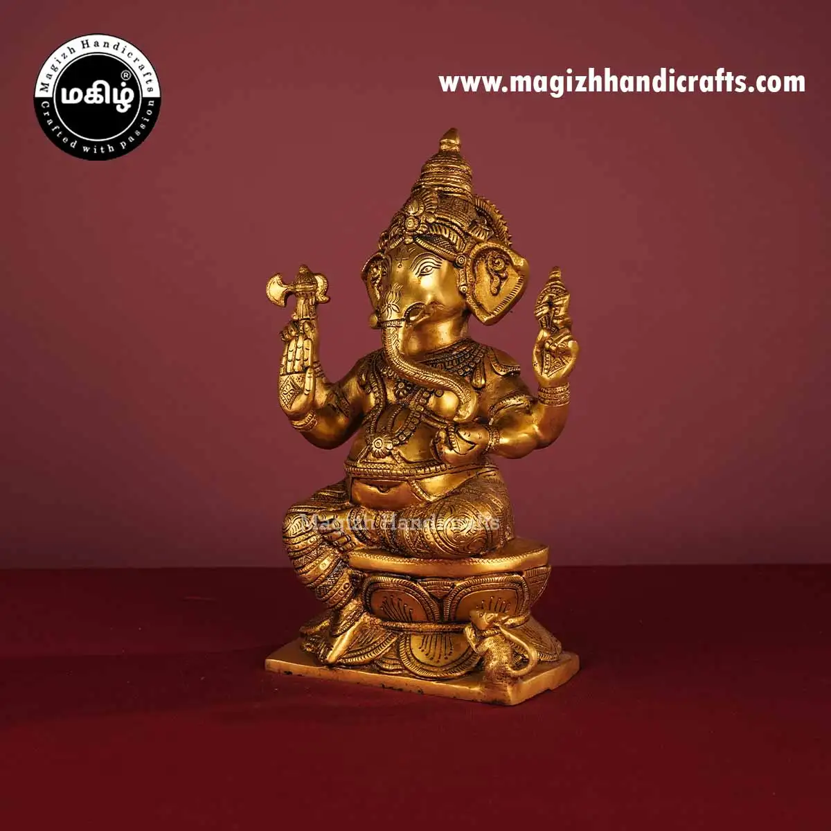 Brass Sitting Pillayar Idol - 12 inch - image 4