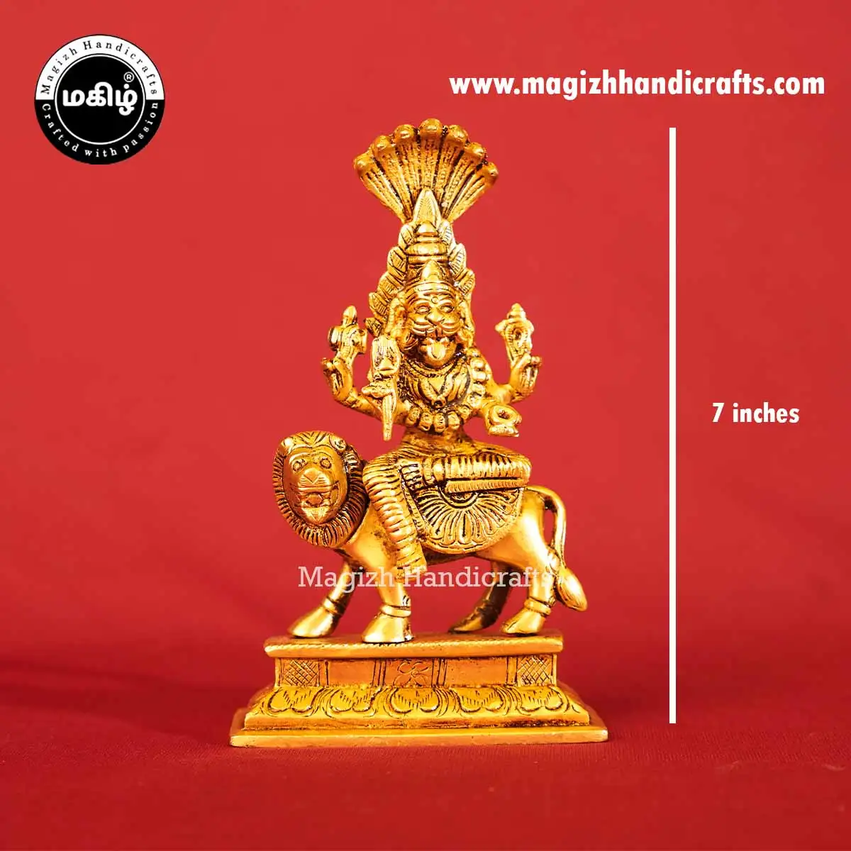 7 inch brass Pratyangira devi idol - image 2