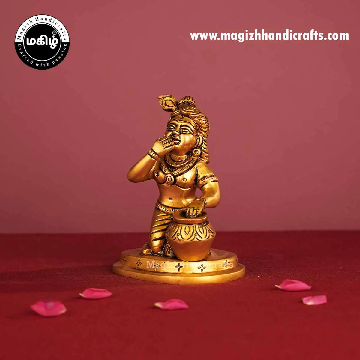 Brass Matka Krishna idol - 5 inches - image 4