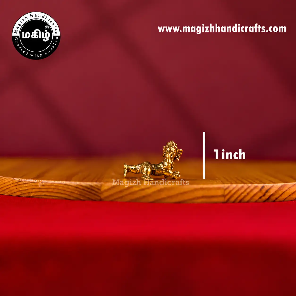 Brass mini baby Ganesha idol - 1 inch - image 2
