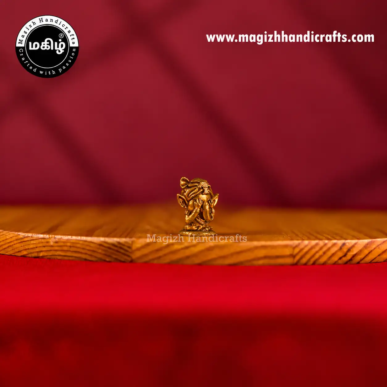 Brass Mini Ganesha closing eyes idol - 1 inch - image 3