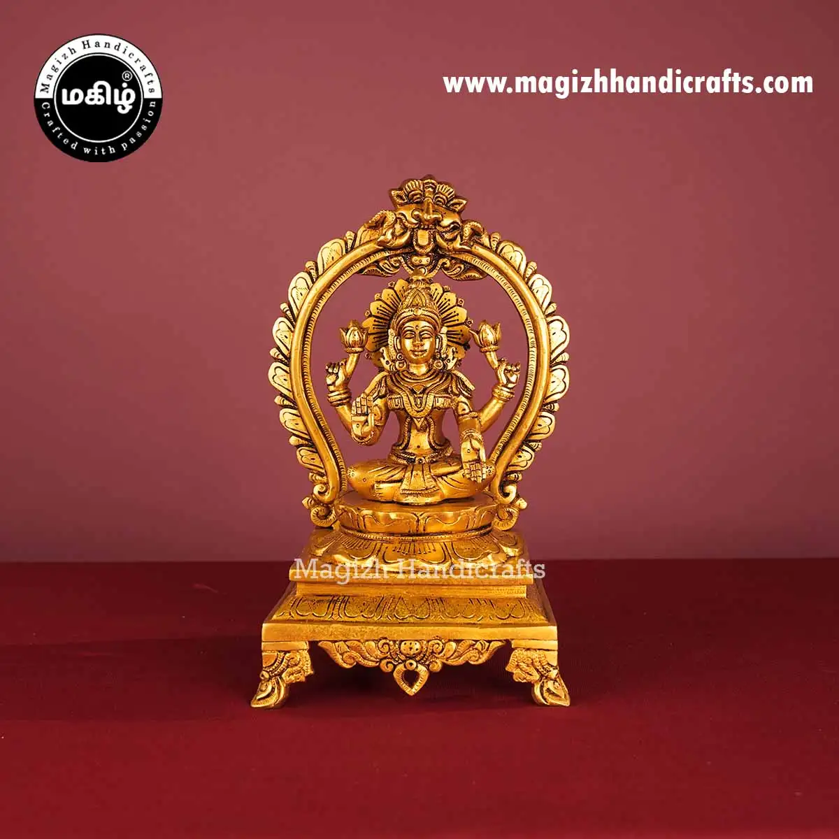 Brass Lakshmi idol with prabavalli - 11 inches - image 1