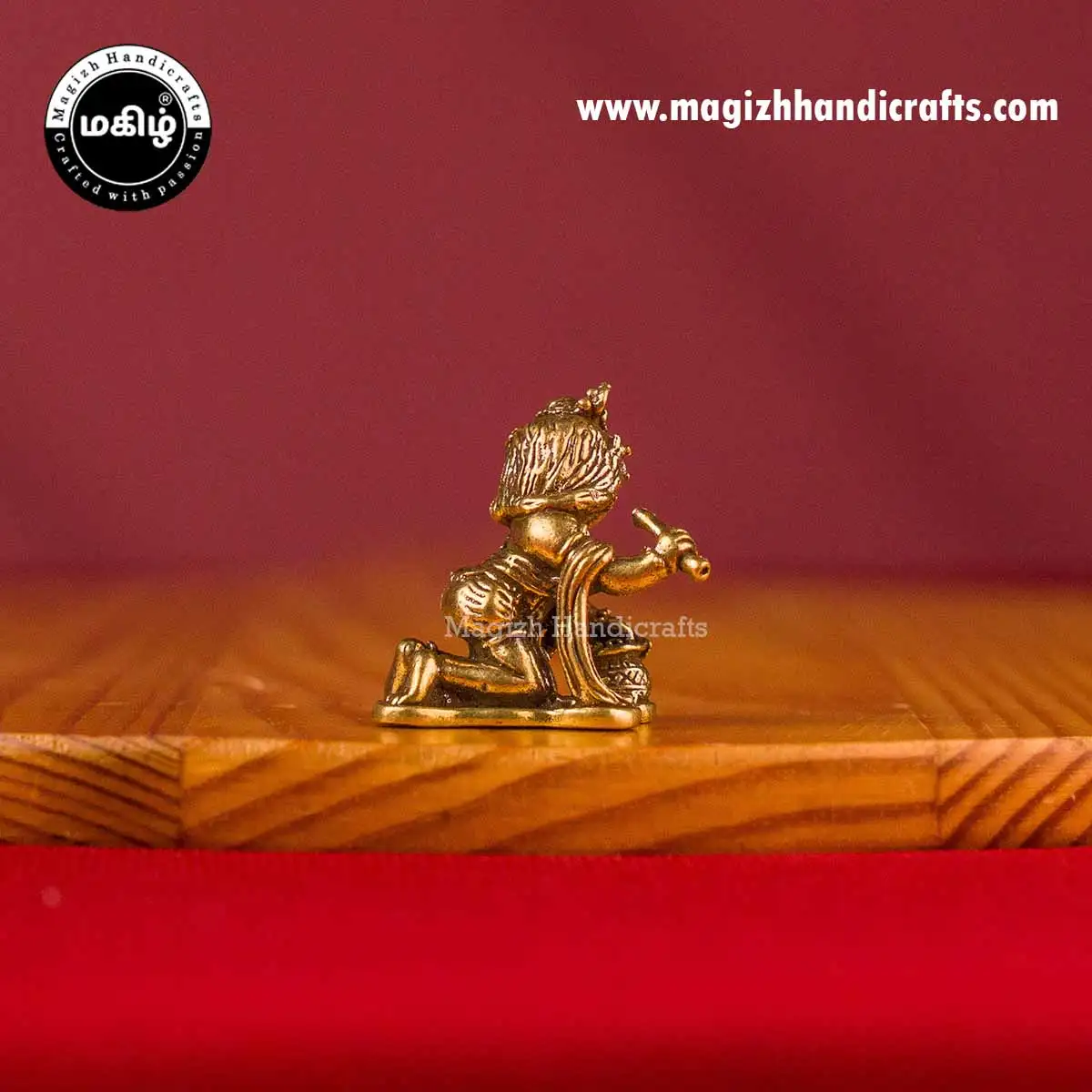Brass Mini baby Krishna with flute - 1 inch - image 4