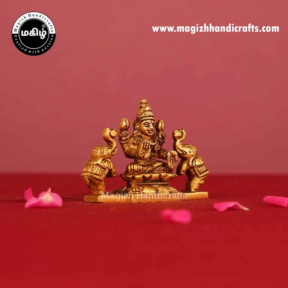 Brass Gaja Lakshmi idol - 2 inches - image 3