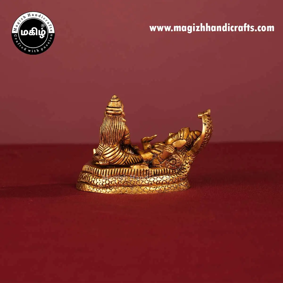 Brass Vishnu and Lakshmi on Adishesha Idol - 3 Inch - image 5
