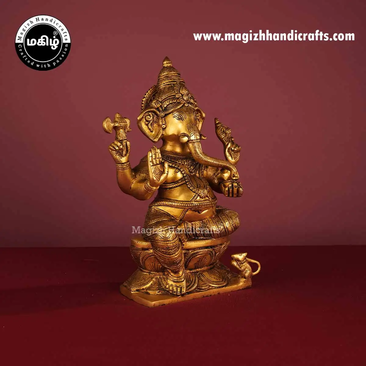 Brass Sitting Pillayar Idol - 12 inch - image 3