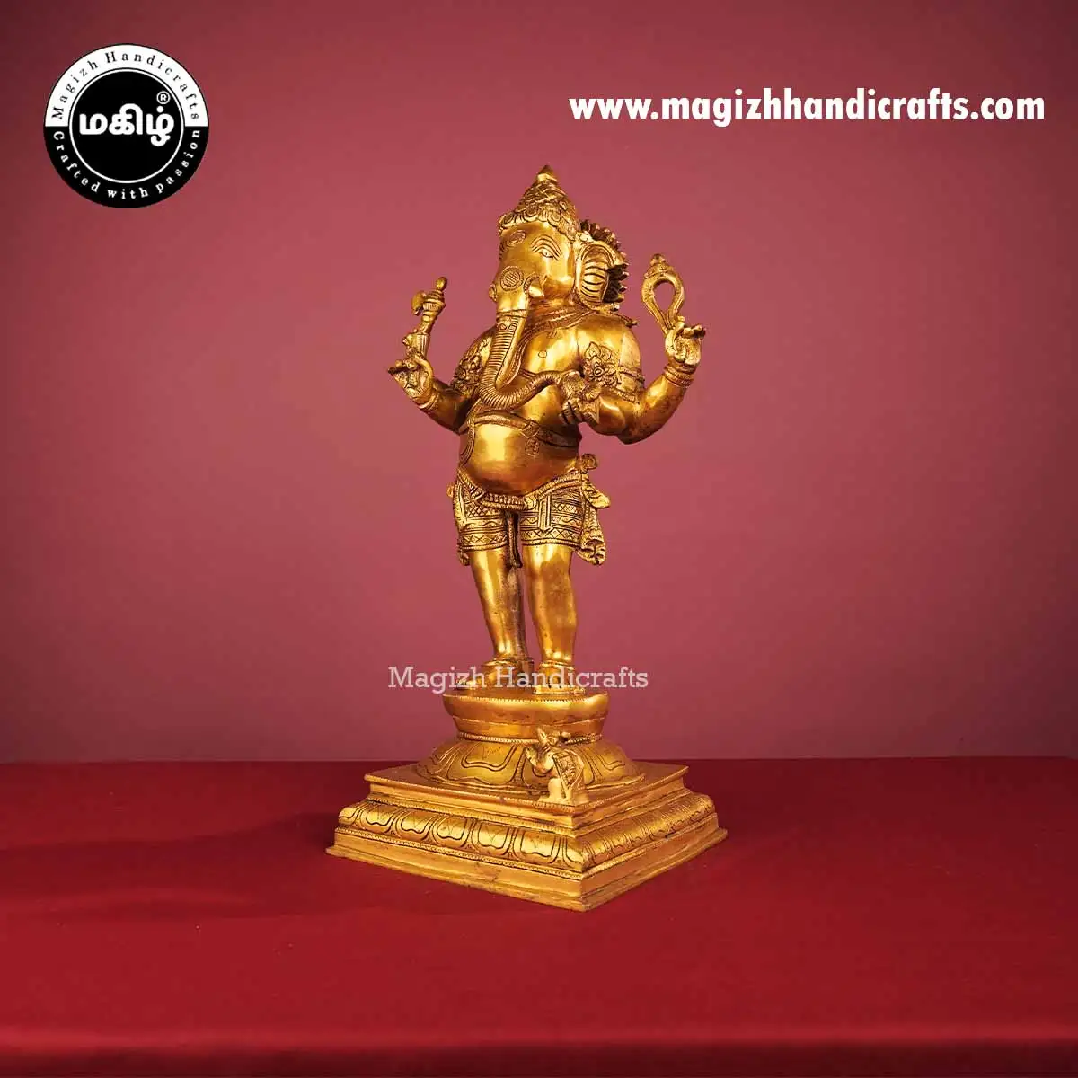 Brass Standing Ganesh Idol Square Peetam - 19 Inch - image 4
