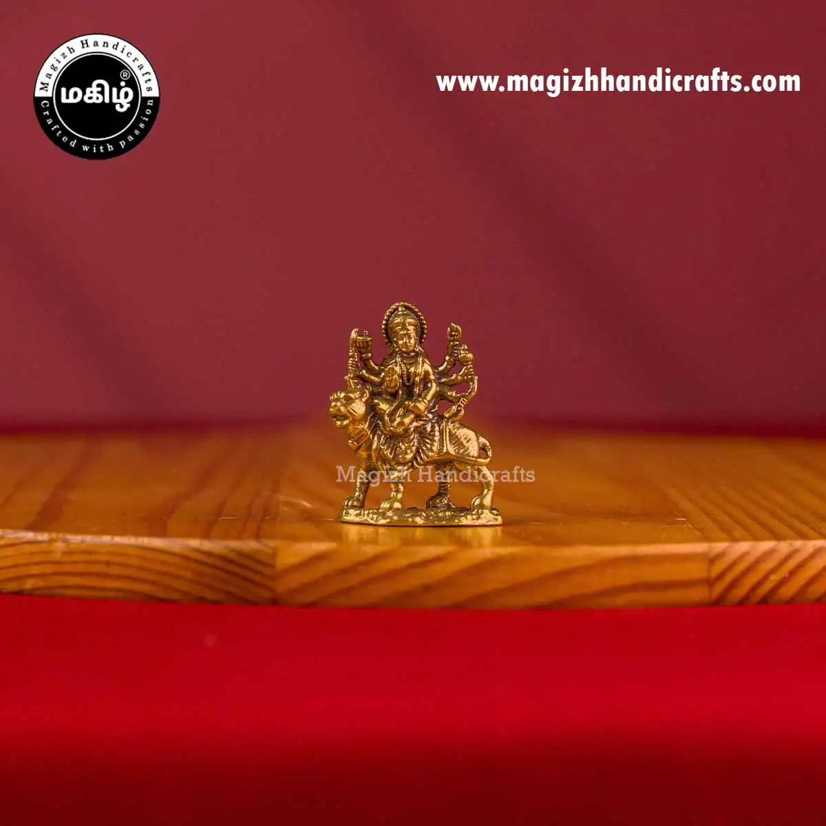 Brass Mini lion Durga devi idol - 1 inch