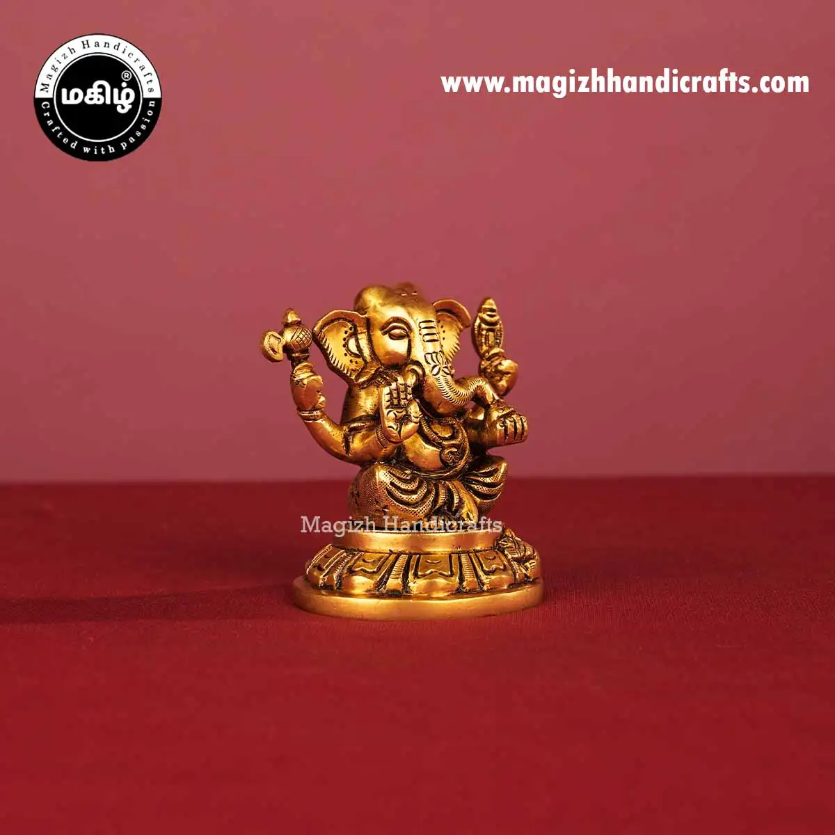 Brass Appu Ganesh Idol Round Peetam - 3.5 Inch - image 3