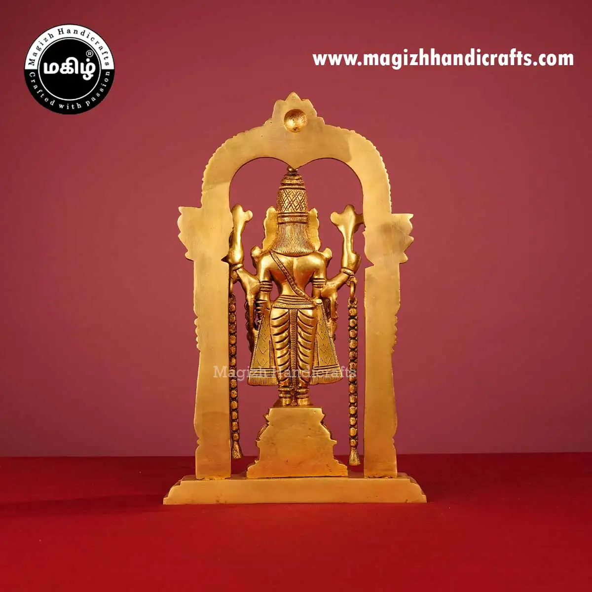 Brass Standing Lord Balaji Perumal Idol with Thiruvachi – 12 Inch - image 5